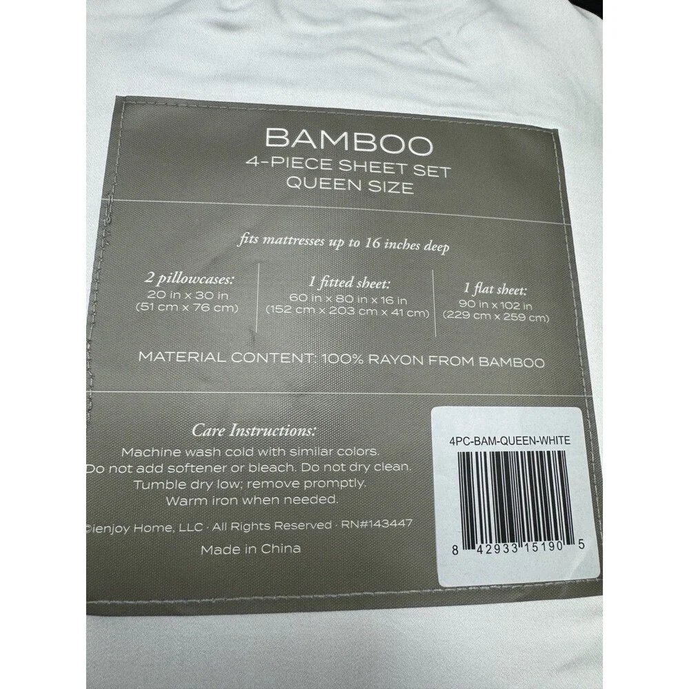 ienjoy Home 4PC Queen Luxury Rayon from Bamboo Sheet Set